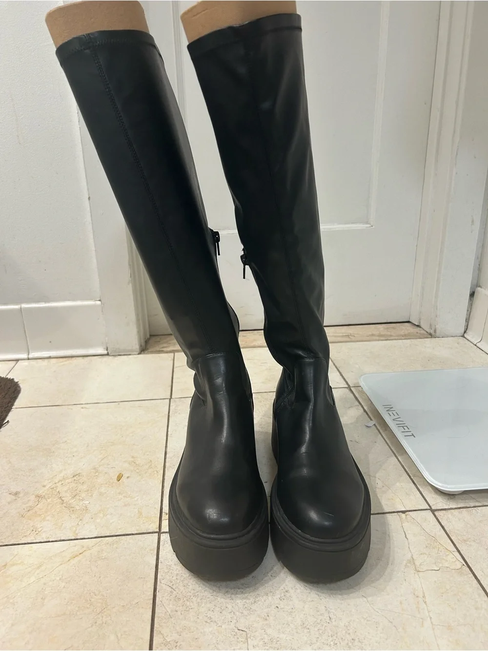 Steve Madden Black-Knee Platform Boots